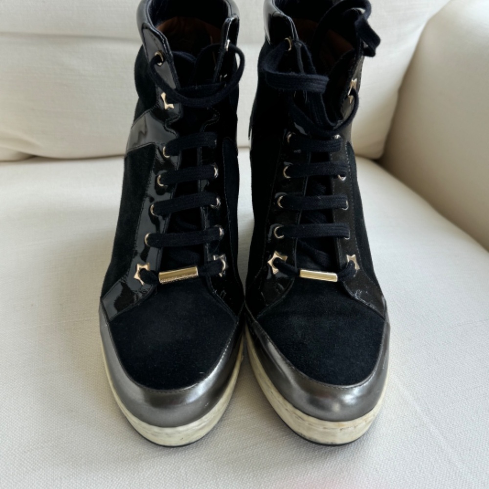 Jimmy Choo Suede High Top Wedge Sneakers